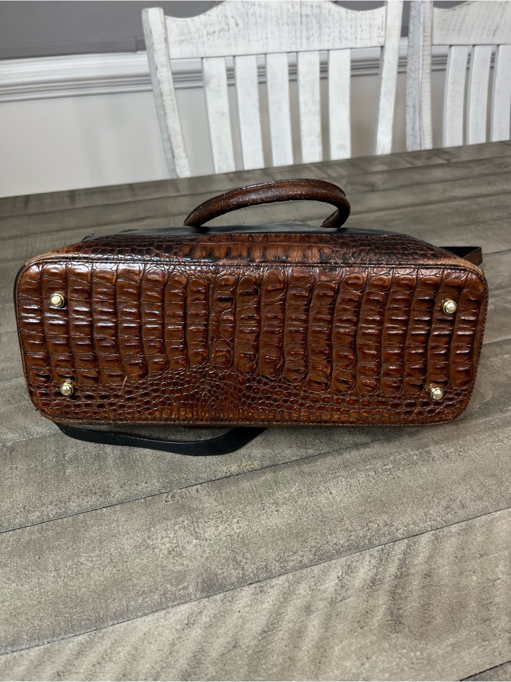 Brahmin Black Leather
Crocodile Embossed Tuscan
Collection Satchel Bag 1990s - Picture 5 of 7